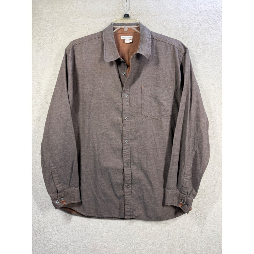 Carbon2Cobalt Button Down Shirt Women XL Brown Cotton Long Sleeve Casual Utility